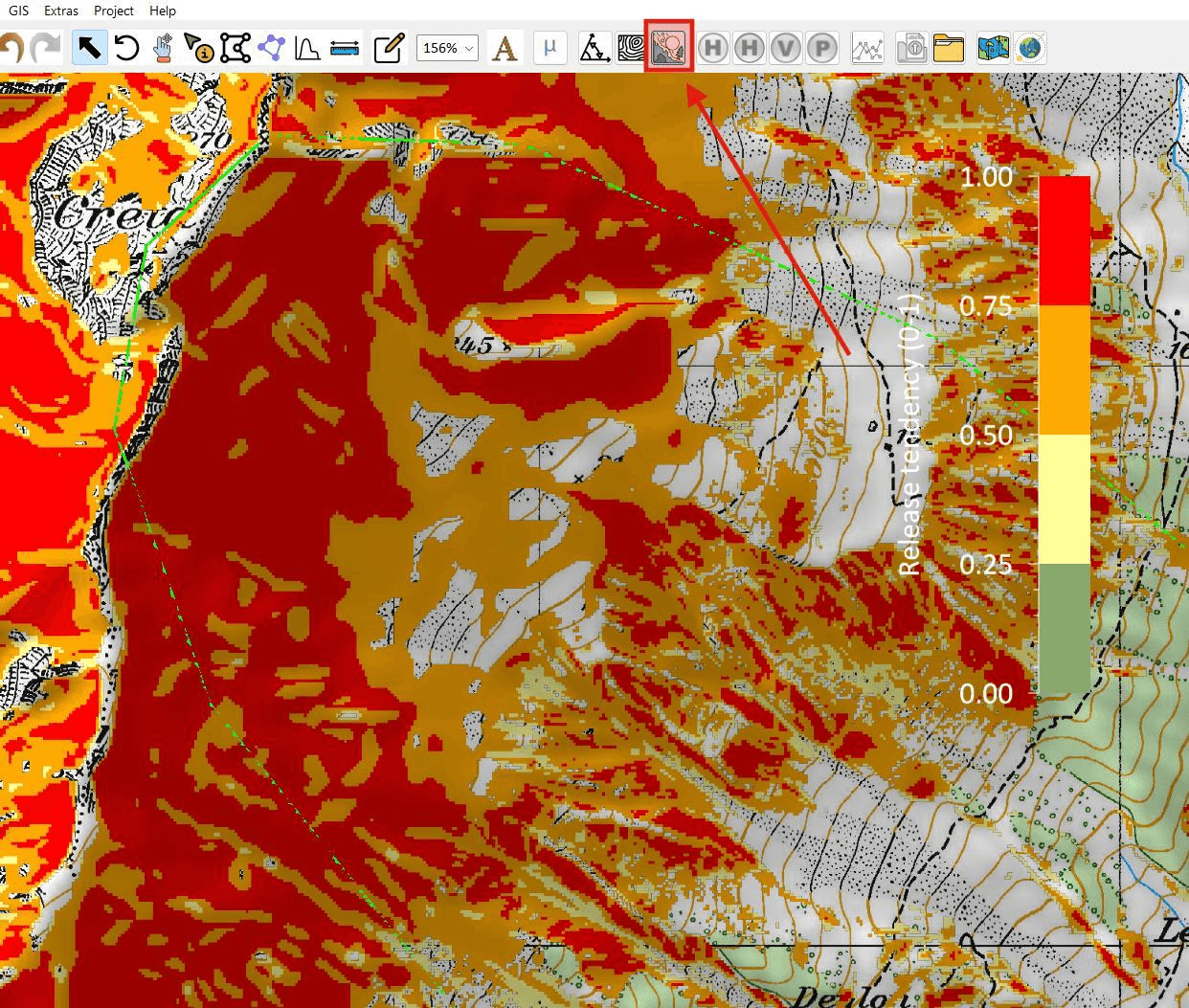 RAMMS Avalanche PRA 相对释放倾向地形分级图